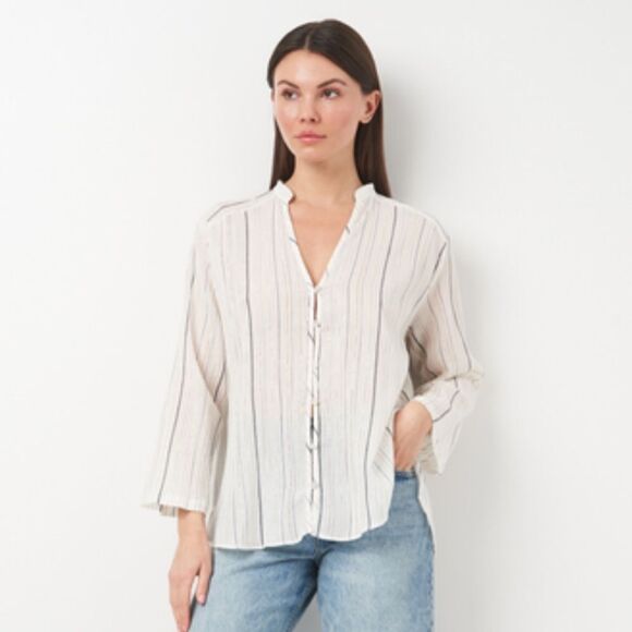 ZARA METALLIC THREAD SHIRT TOP - Picture 1 of 6